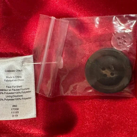 Coldwater Creek Red Faux Fur Car Coat - Picture 12 of 13